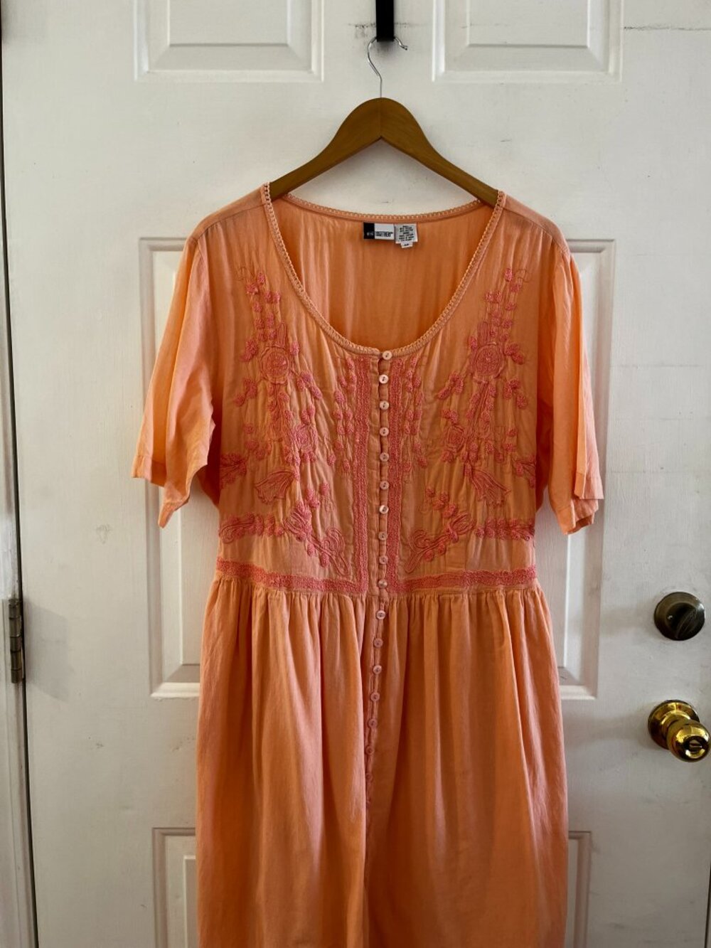 Together Plus-Size Orange Bohemian Festival Hippie Embroidered Maxi Dress Sz 3x - Picture 5 of 11